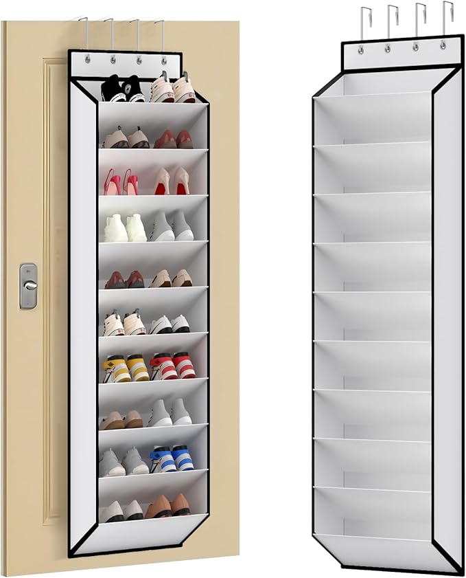 KEEPJOY 10 Tiers White Over Door Shoe Organizer Storage, Hanging Shoe Holder by KEEPJOY