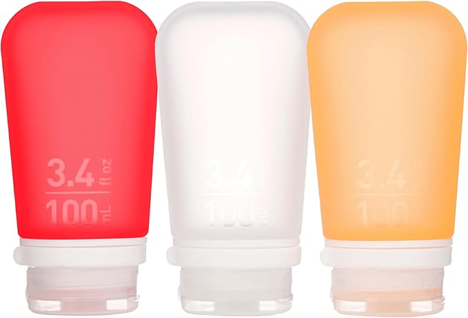 humangear GoToob+ 3-Pack | Refillable Silicone Travel Bottle | Locking Lid | by humangear