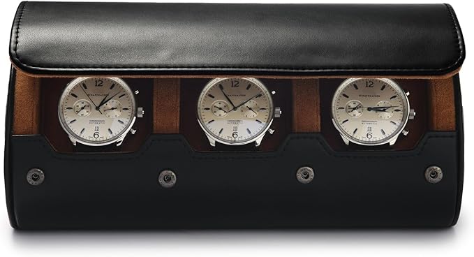 Oirlv Premium Leather Watch Roll Travel Case 3-Slot Watch Box - Image 5