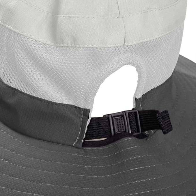 Rosoz Ponytail Sun Bucket Hats for Women UV Protection Foldable Mesh Wide Brim - Image 4