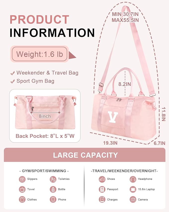 Initial Travel Duffel Bag Sports Gym Bag - Image 2