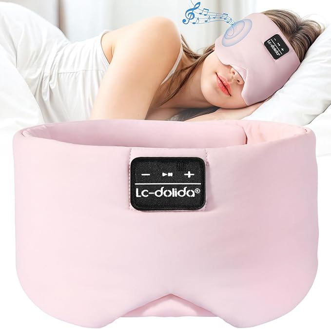 LC-dolida Sleep Mask with Bluetooth Headphones, Ice Silk Sleep Headphones with by LC-dolida