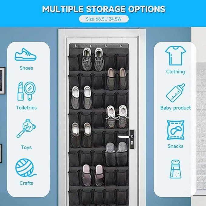 Over the door shoe organizer, 40 Large Clear Mesh Pockets Hanging Shoe - Image 5