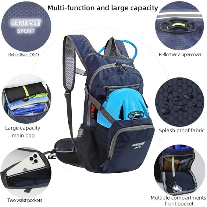 Hiking Daypack Waterproof Biking Backpack 15L Lightweight Durable Backpack - Image 5