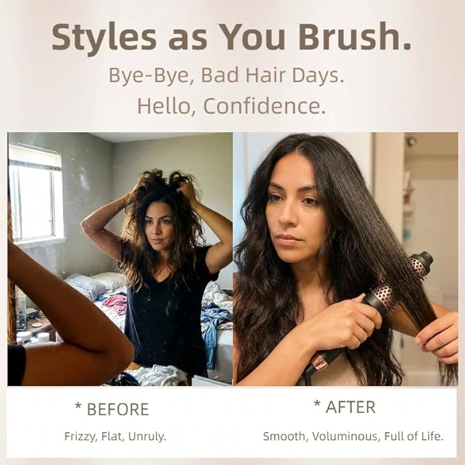 NONK Thermal Brush 1.5", Thermal Round Curling Brush, Long Lasting Universal Voltage Heated Curling Iron for All Hair, Tourmaline Ceramic,Curling Iron with 5 Temperature Control, Rose Gold