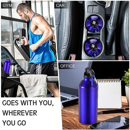 10 Pcs Aluminum Water Bottle 20 oz Reusable Bottles Lightweight Leak Proof Aluminum Sports Travel Bottles with Twist Cap Buckle for Gym (Blue)