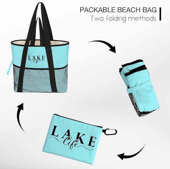 Sandproof Beach Bag with Zipper - Image 6