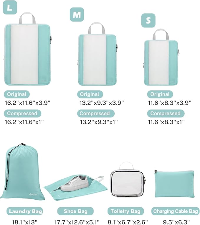 Gonex 8 Set Compression Packing Cubes - Image 3