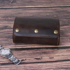 Genuine Leather Watch Roll Travel Case, 2 Slots Vintage Full Grain Leather - Image 5