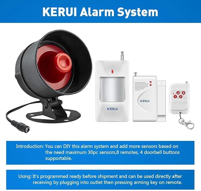 KERUI Home Security System Indoor Outdoor Weather-Proof Siren Window Door - Image 10