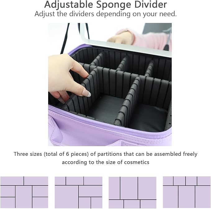 Makeup Bag with Led Mirror, Travel Makeup Organizer with 3 Color Setting & 10X - Image 6