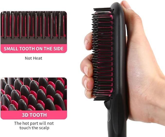 ion Hair Straightener Brush, Anti-Scald hot Hair Styling Tools & appliances Comb for Natural Thick Hair Women, Portable Electric Ceramic Heated Hair straightening Brush