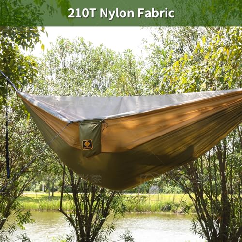 Camping Hammock with Mosquito Net (Green&khaki / X-Large)