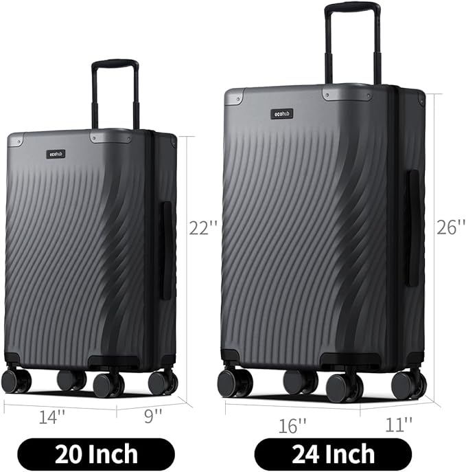 ECOHUB Hardside Expandable Carry On Luggage Sets, Recycled PC 20/24" Rolling - Image 7
