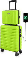 AnyZip 21" Carry On Luggage and 14" Mini Cosmetic Cases Luggage Set Hardside PC by YourBestTravelChoice