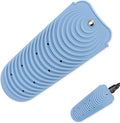 Heat Insulating Silicone Mat Pouch for Hair Straightener, Anti-Slip Travel Pad Cover for Curling & Flat Iron, Portable Styling Heat Mat Holder for Curler Wand and Hot Waver (Blue)