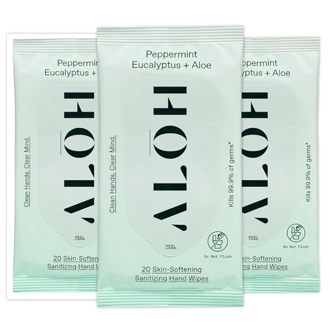 ALŌH Peppermint Eucalyptus + Aloe Sanitizing Hand Wipes by AL%C5%8CH