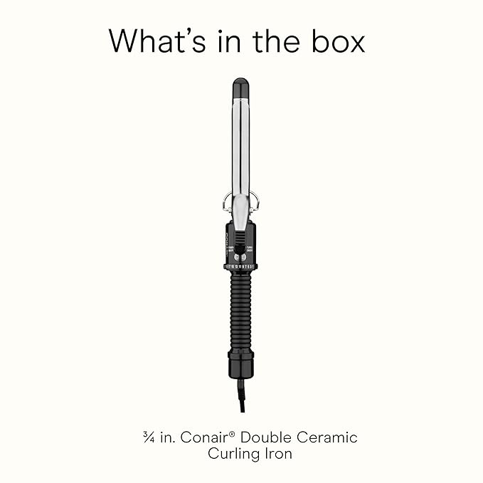 Conair Instant Heat 3/4-Inch Curling Iron, ¾-inch Barrel Produces Tight Curls, Hair Curler for Short to Medium Hair, 25 Heat Setting Hair Curling Iron, Black
