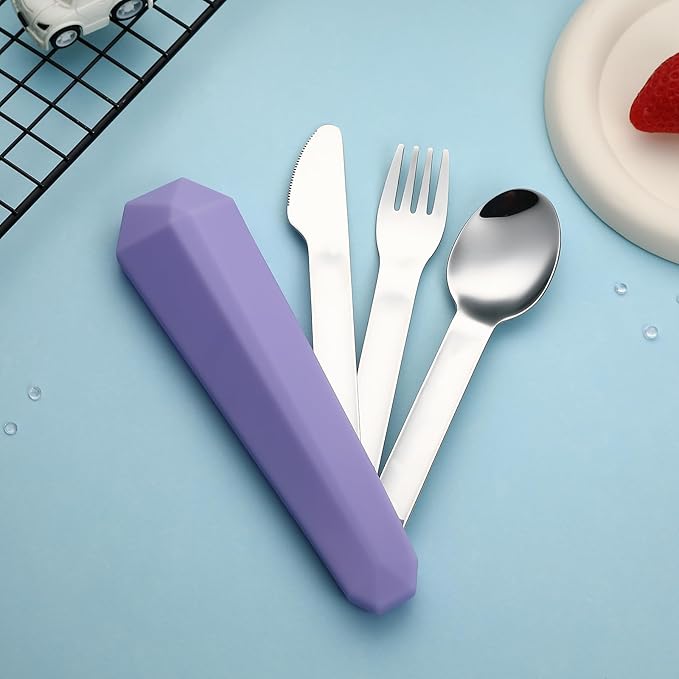 DEVICO Travel Utensils with Case, Reusable Camping Silverware Cutlery, 18/8 - Image 4