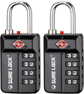 SURE LOCK TSA Approved 4-Digit Resettable Combination Luggage Locks by LOCKDEPOT
