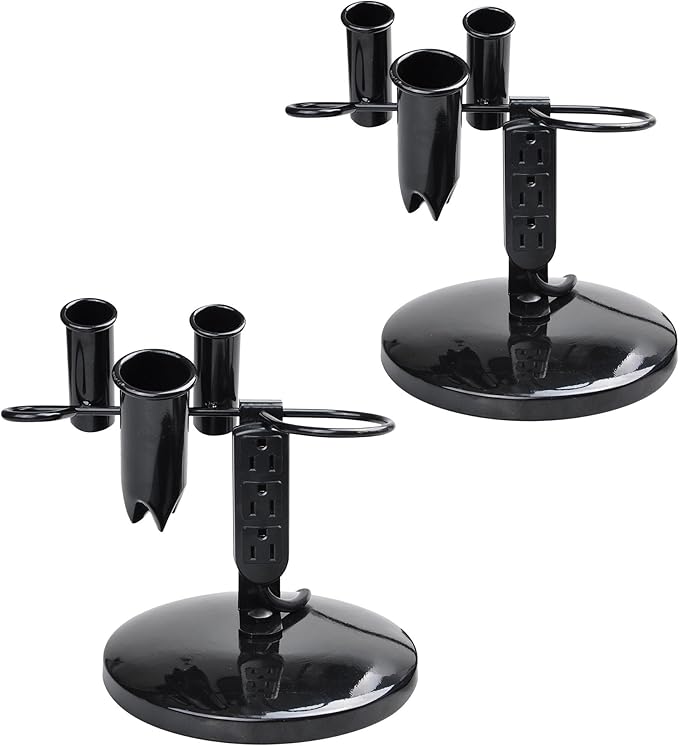 BYOOTIQUE 2 Packs Tabletop Blow Dryer & Hair Iron Holder - Salon Appliance Stand w/ 3 Outlets