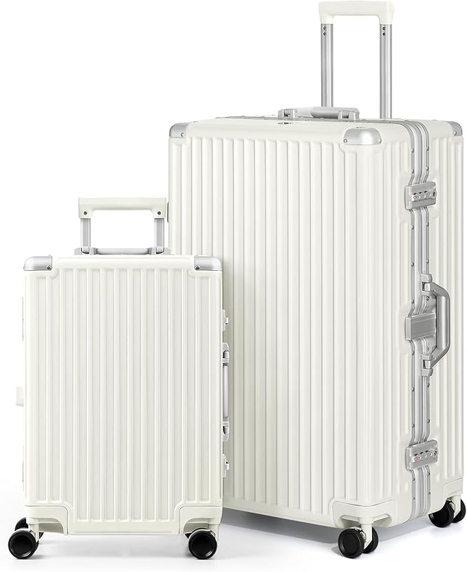 AnyZip Luggage Sets 2 Piece Aluminum Frame Carry On and Checked Suitcase PC ABS by YourBestTravelChoice