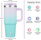 30 oz Tumbler with Handle and 2 Straws, 2 in 1 Lid Insulated Water Bottle - Image 4