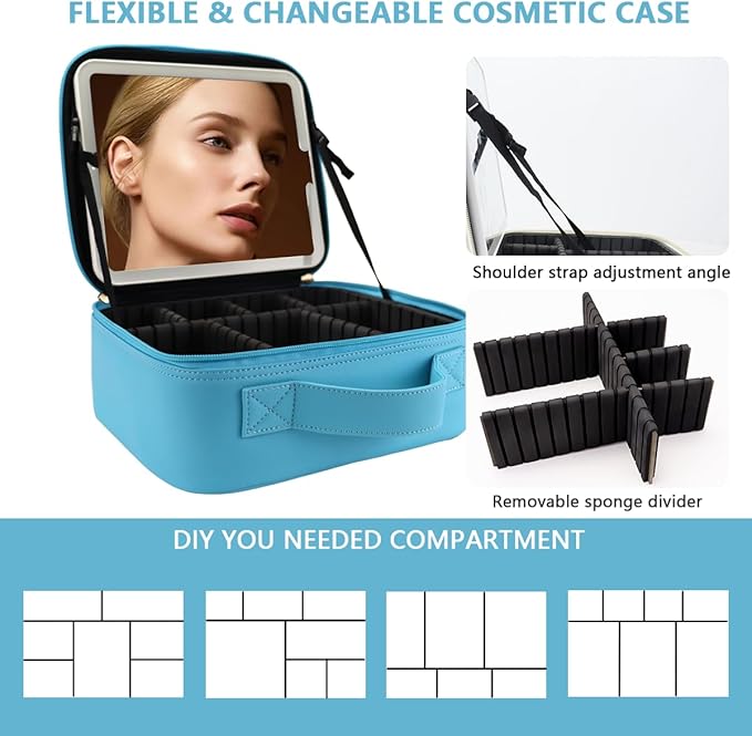 Travel Makeup Bag for Makeup Artists Large Makeup Case, - Image 3
