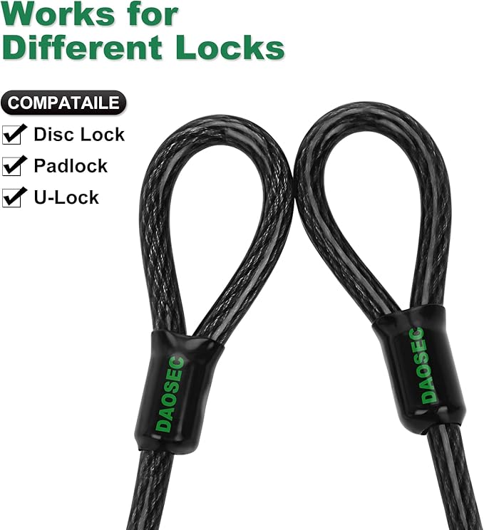 7 ft x 1/2" Heavy Duty Cut-Proof Security Cable | Flexible Vinyl-Coated Braided - Image 5