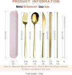 AARAINBOW 6 Pieces 18/8 Stainless Steel Flatware Set Portable Reusable Cutlery - Image 3