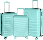 Lightweight Luggage with Spinner Wheels & YKK Zipper, 3-Piece Suitcase ABS+PC by WireHot