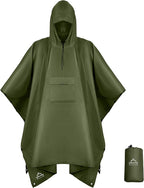 Coralrain Hooded Rain Poncho Lightweight Waterproof Unisex Raincoat Jacket by Coralrain