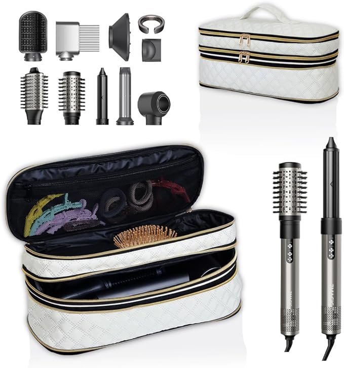 Hair Dryer Travel Carrying Case, Curling Iron Storage Bag, Slim Expandable Handheld Dual-Layer Travel Storage Bag for Dryer/Hair Tool Organizer/Style Organizer