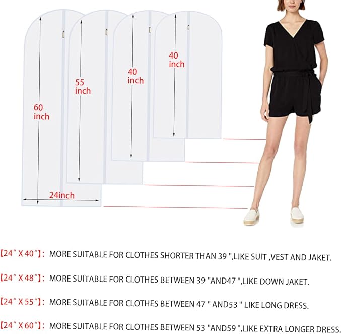 Garment Bags for Hanging Clothes Suit Bags for Closet Storage, Plastic - Image 2