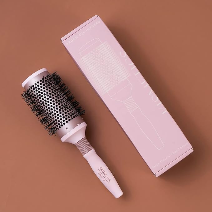 Fast Dry Round Brush with Ceramic Ion Thermal Barrel and Nylon Bristles,Argan oil Round Hair Brush for Blow Drying,Styling,Curling,Straightening, for All Hair Types-53mm