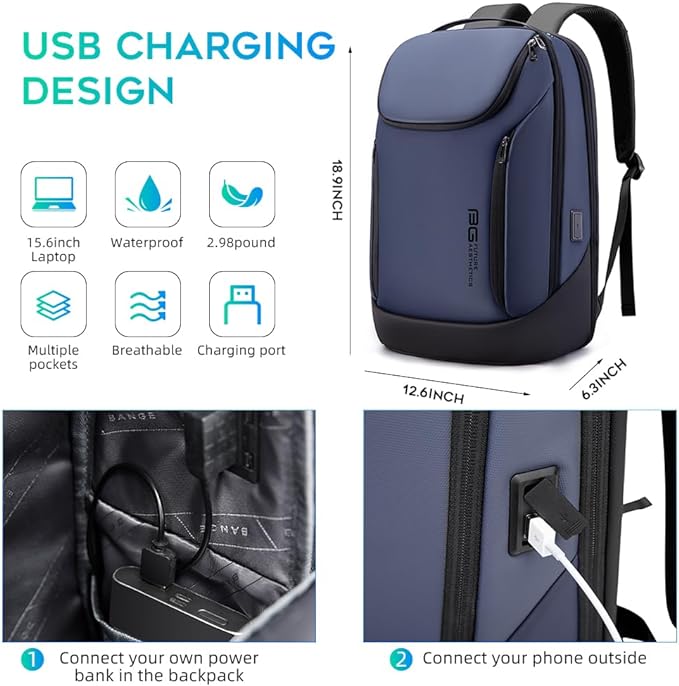 BANGE Business Smart Backpack Waterproof fit 15.6 Inch Laptop Backpack - Image 5