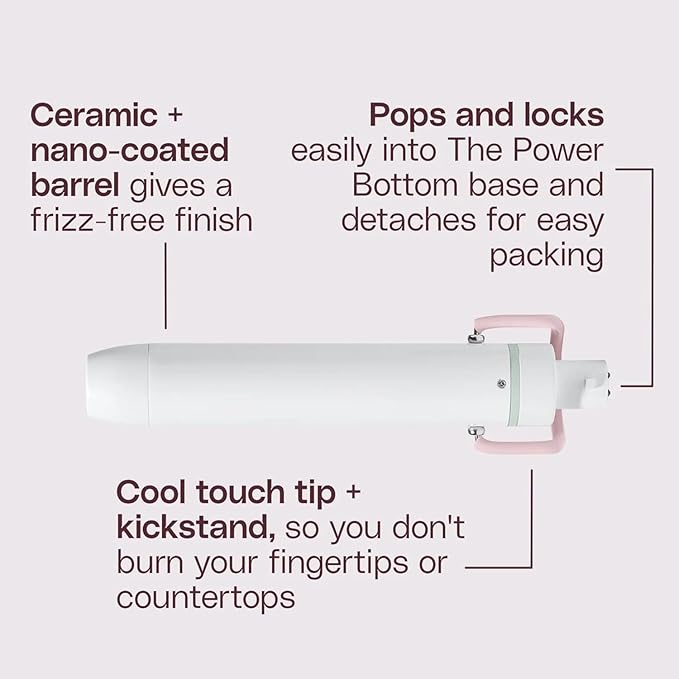 Mane Curl Crush Hair Kit - 1.25" Curling Wand Styling Attachment + Power Bottom Base for Hair Styling Attachments - Designed with Dual Voltage for Travel (2 Count)