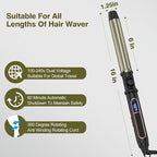 Curling Iron - Professional Manual Salon Rotating 1 1/4 Inch Hair Curler, Multi-Level Temperature Adjustment Crimper Hair Tool,Styling Tool for Long & Short Hair (Black, 1 1/4 inch)