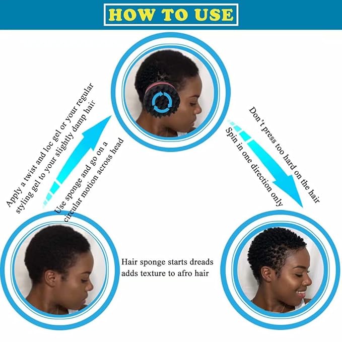Small Hole Hair Sponge Brush for Twists Dreads Natural Hair Afro Curl Barber 2 PCS