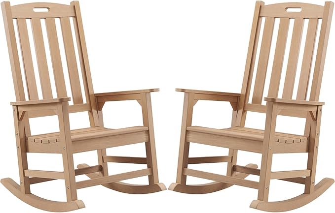 Psilvam Oversized Outdoor Rocking Chair Set of 2, Porch Rocker by PsilvamGardenFurniture