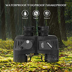10x50 Waterproof Marine Binoculars for Adults with Rangefinder Compass BAK4 Prism FMC Lens for Birdwatching Hunting Boating Fishing Water Sports (Black)