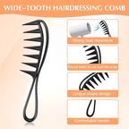 Wide Tooth Comb 2 PCS Large Row Combs Thick Knotting Curls Curly Wet Wigs Hair Stylist Comb Anti-slip Teeth Hook Handle Hairstyle Set Fine Detangling Hairdressing Scratch Scalp Tidy Shower Appliances