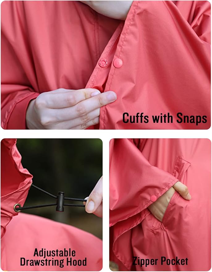 SaphiRose Unisex Rain Poncho Hooded Waterproof Raincoat - Image 5