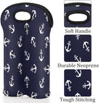 Nautical Anchors 2 Bottle Wine Carrier Tote Bag Insulated Wine Bottles Neoprene - Image 3