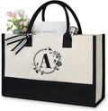 TOPDesign Personalized Initial Jute/Canvas Beach Bag, Monogrammed Gift Tote Bag by TOPDesign