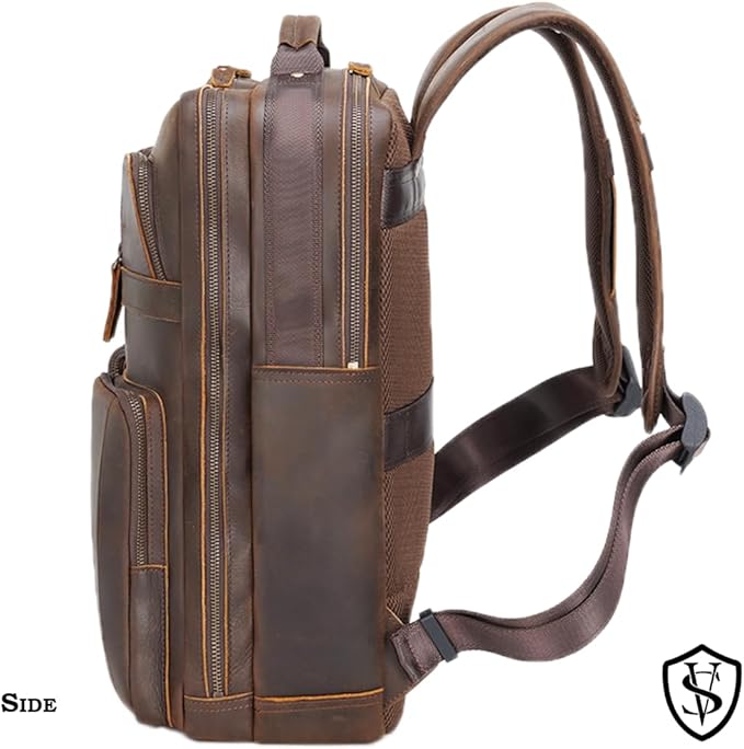STAR VISTA Angelo 17.3" Vintage Full Grain Leather Laptop Backpack - Image 3