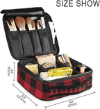 ALAZA Travel Makeup Case, Black and Red Lumberjack Plaid Cosmetic toiletry Travel bag for Women Girls
