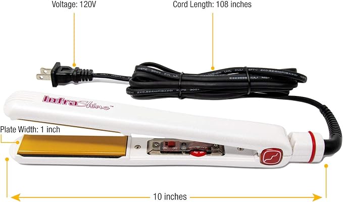 Redline Professional 1" Flat Iron, White Hair Straightener