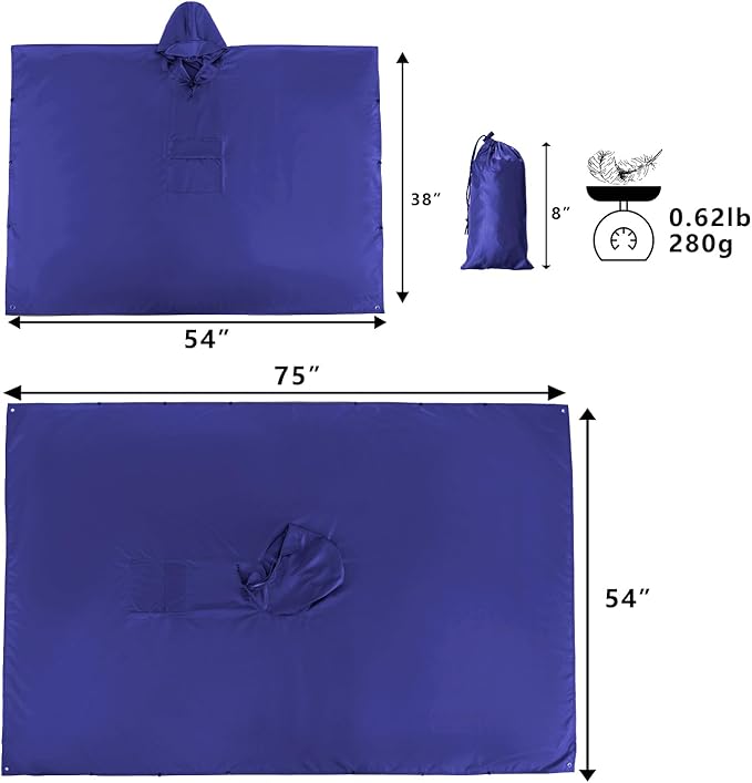 salamra Hooded Rain Poncho Waterproof Raincoat Jacket - Image 2