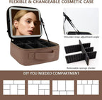 Travel Makeup Bag with LED Lighted Mirror, Travel Makeup Organizer, 3 Color - Image 2